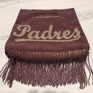 Padres Beaded Fringe Clutch - Brown! Island to East Side NEW